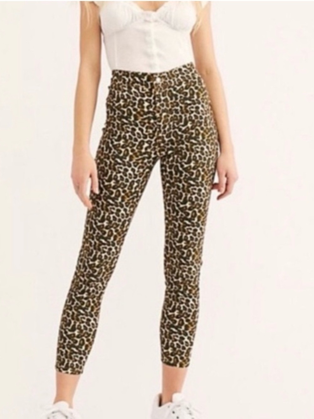 Free People We The Free Leopard Print Skinny Ankle Jeans Size 30